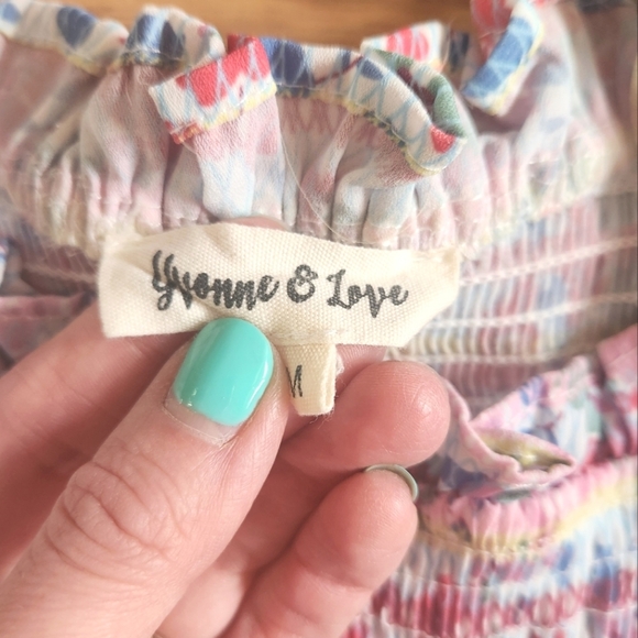 EUC Yvonne & Love Rainbow Floral Dress, Size M - Picture 6 of 7